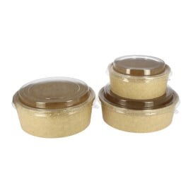 Pot en Carton Kraft-Kraft avec couvecle RPET 33Oz/1000 ml (100 Utés)