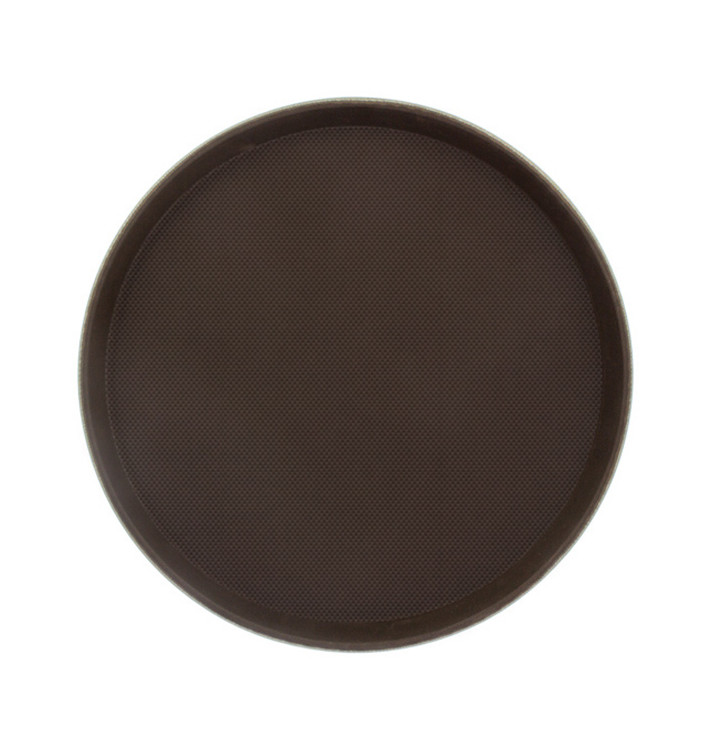 Plateau PP Rond Antidérapant Marron Ø40,0cm (12 Utés)