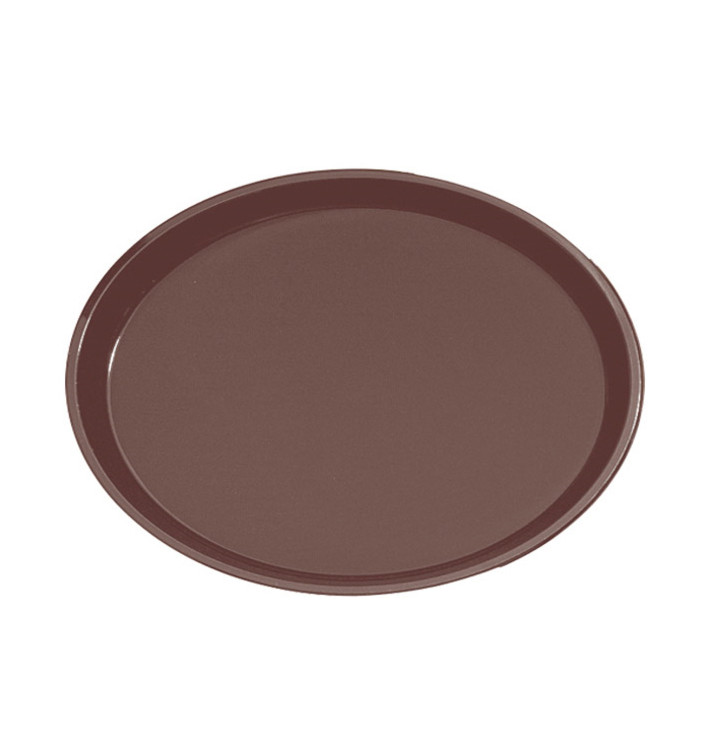 Plateau PP Oval Antidérapant Marron 67,0x55,5cm (1 Uté) Plateau PP Oval Antidérapant Marron 67,0x55,5cm (1 Uté)