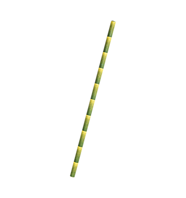 Paille Droite Papier Bambou Ø6mm 21cm (250 Utés) Paille Droite Papier Bambou Ø6mm 21cm (250 Utés)