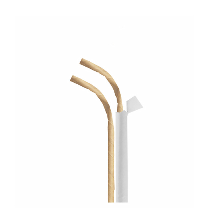 Paille Flexible Papier Kraft Emballé Ø6mm 230mm (3.000 Utés) Paille Flexible Papier Kraft Emballé Ø6mm 230mm (3.000 Utés)
