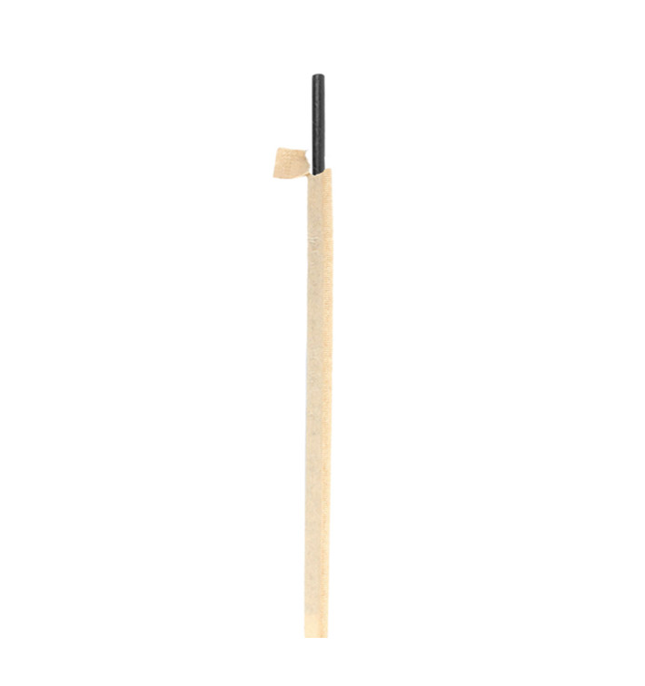 Paille Papier Noir Emballée Kraft Ø8mm 20cm (3.000 Utés) Paille Papier Noir Emballée Kraft Ø8mm 20cm (3.000 Utés)