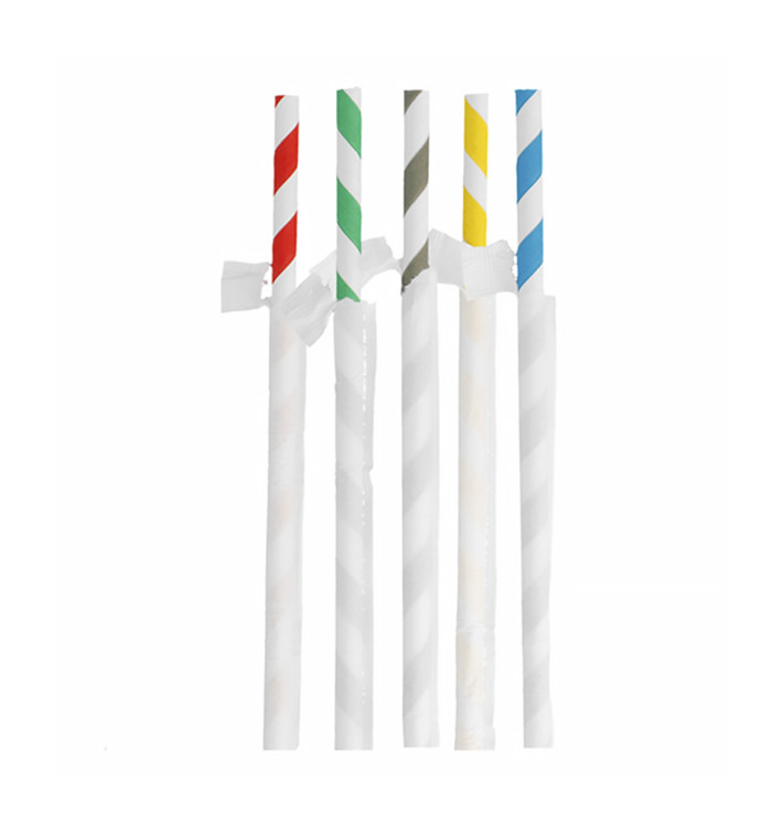 Paille Papier Rayé Emballée Kraft Ø8mm 23,5cm (3.000 Utés) Paille Papier Rayé Emballée Kraft Ø8mm 23,5cm (3.000 Utés)