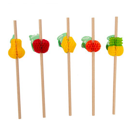 Paille en papier droite assortie de fruits Ø6mm 23cm (2.400 Uds)