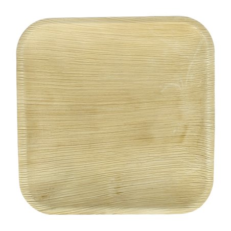 Assiette carrée en Feuilles de Palmier 18x18cm (25 Unités)
