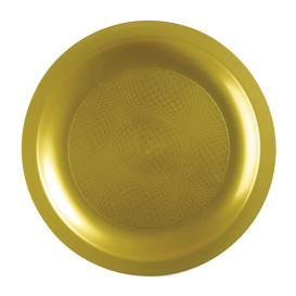 Assiette Plastique Réutilisable Plate Or PP Ø185mm (25 Utés)