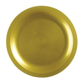 Assiette Plastique Réutilisable Plate Or PP Ø185mm (600 Utés)