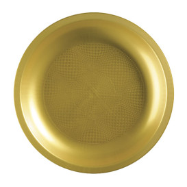 Assiette Plastique Réutilisable Plate Or PP Ø220mm (25 Utés)