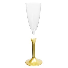 Flûte Champagne Plastique Pied Or 120ml 2P (20 Utés)