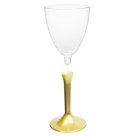 Flûte Plastique Vin Pied Or 180ml 2P (20 Utés)