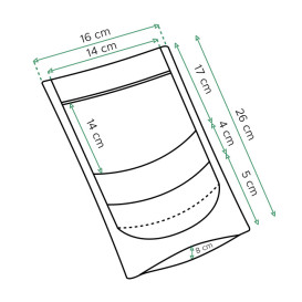 Sac DoyPack Kraft avec fermeture et fenêtre 16+8x26cm (1000 Utés)