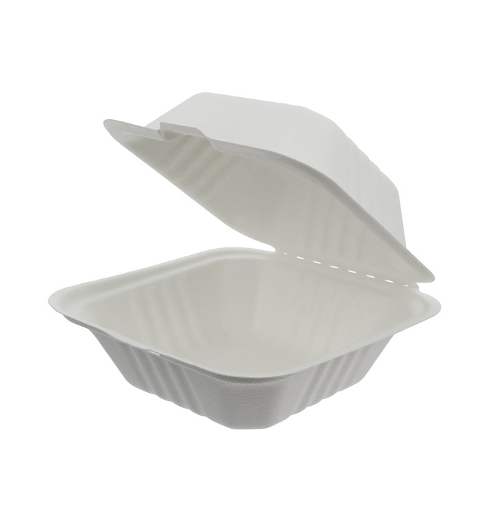 Boîte à Hamburger Canne à Sucre Blanc 152x153x77mm (500 Utés) Boîte à Hamburger Canne à Sucre Blanc 152x153x77mm (500 Utés)