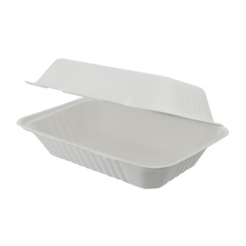 Boîte Bio en Canne à Sucre Blanc 150x220x50mm (50 Unités)