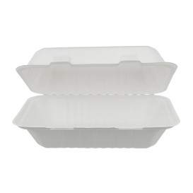 Boîte Bio en Canne à Sucre Blanc 150x220x50mm (50 Unités)