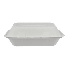 Boîte Bio en Canne à Sucre Blanc 150x220x50mm (50 Unités)