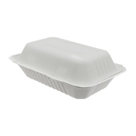 Boîte Bio en Canne à Sucre Blanc 150x220x50mm (50 Unités)