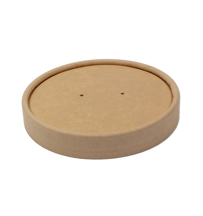 Couvercle en carton kraft pour pot en carton 16Oz/450ml (50 Utés) Couvercle en carton kraft pour pot en carton 16Oz/450ml (50 Utés)