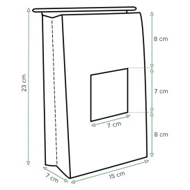 Sac SOS Kraft avec fermeture et fenêtre 15+7x23cm (1000 Utés)