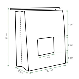 Sac SOS Kraft avec fermeture et fenêtre 20+8x23cm (50 Utés)