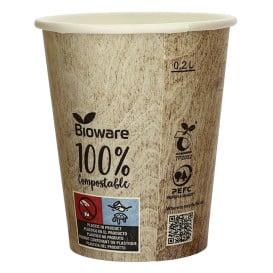 Gobelet Carton PLA BioWare 9Oz/270ml Ø8,0cm (50 Unités)