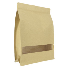 Sac StandUp Kraft avec fermeture et fenêtre 25+10x35cm (50 Utés)