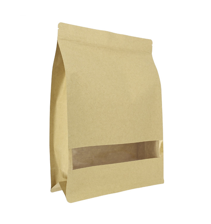 Sac StandUp Kraft avec fermeture et fenêtre 25+10x35cm (50 Utés) Sac StandUp Kraft avec fermeture et fenêtre 25+10x35cm (50 Utés)