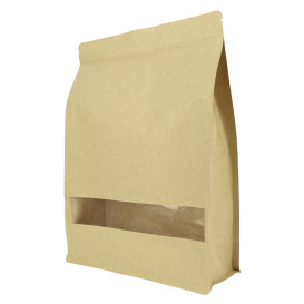 Sac StandUp Kraft avec fermeture et fenêtre 25+10x35cm (50 Utés)