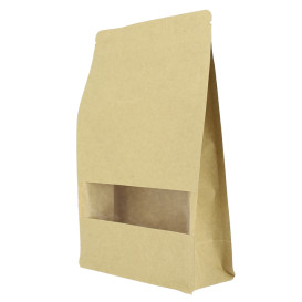 Sac StandUp Kraft avec fermeture et fenêtre 16+8x26cm (500 Utés)