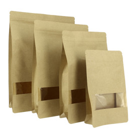 Sac StandUp Kraft avec fermeture et fenêtre 20+8x30cm (500 Utés)