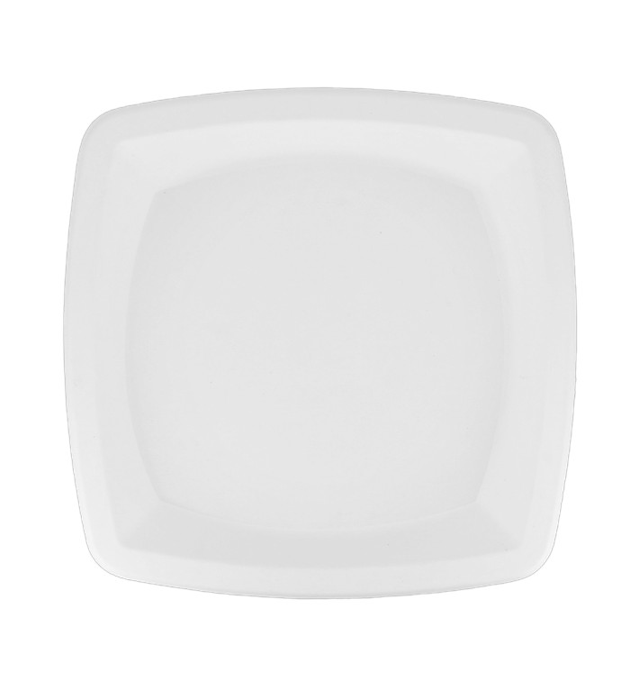 Assiette Carrée Canne à Sucre Blanc 250mm (500 Utés) Assiette Carrée Canne à Sucre Blanc 250mm (500 Utés)