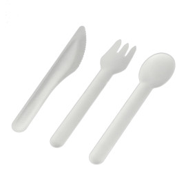 Fourchette en Canne à Sucre Blanc 16cm (50 Utés)