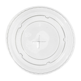 Courvercle PET plate avec croix Transparent Ø8,5cm (1.000 Utés)