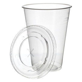 Courvercle PET plate avec croix Transparent Ø8,5cm (50 Utés)