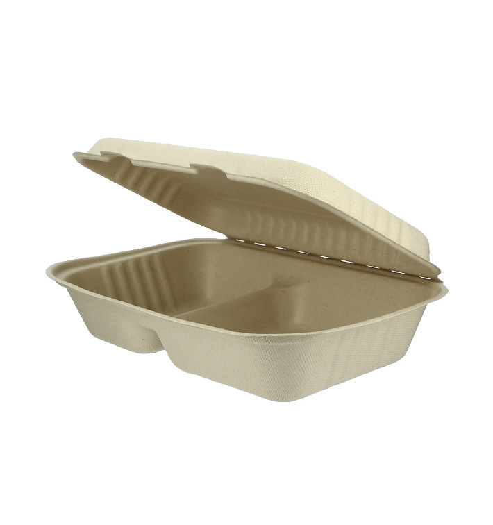 Boîte en Canne à Sucre 2 C Naturel 225x165x64mm (500 Utés) Boîte en Canne à Sucre 2 C Naturel 225x165x64mm (500 Utés)