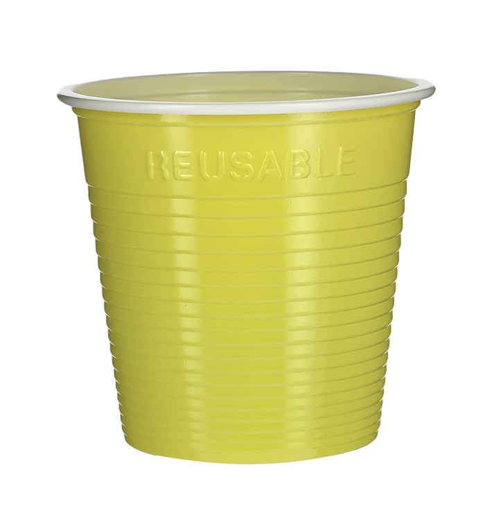 Gobelet Réutilisable PS Bicolore Jaune 160ml (450 Utés)