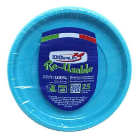 Assiette Creuse Réutilisable Economique PS Bleu Clair Ø20,5cm (25 Utés)