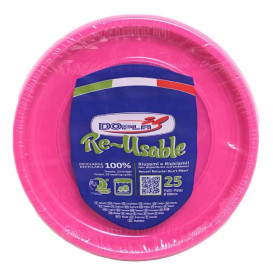 Assiette Plate Réutilisable Economique PS Fuchsia Ø17cm (25 Utés)