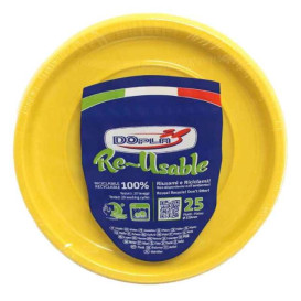 Assiette Plate Réutilisable Economique PS Jaune Ø22cm (200 Utés)