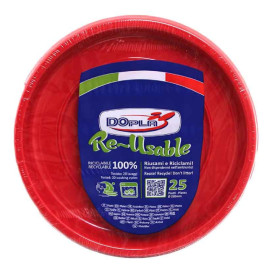 Assiette Plate Réutilisable Economique PS Rouge Ø17cm (25 Utés)