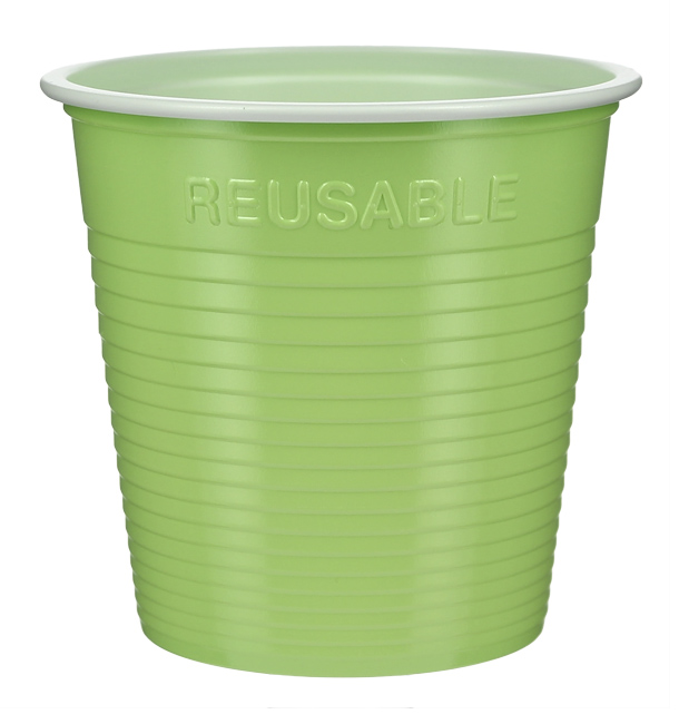 Gobelet Économique Réutilisable PS Bicolore Vert Citron 230ml (30 Utés)