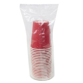 Gobelet en Carton sans Plastique 9 Oz/250ml "Colors" Rouge Ø8,0cm (20 Utés)
