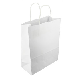 Sac en papier Blanc avec Anses Kraft 100g/m² 25+11x31cm (200 Utés)