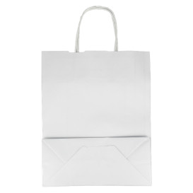 Sac en papier Blanc avec Anses Kraft 100g/m² 25+11x31cm (200 Utés)