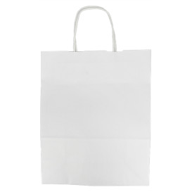 Sac en papier Blanc avec Anses Kraft 100g/m² 25+11x31cm (200 Utés)