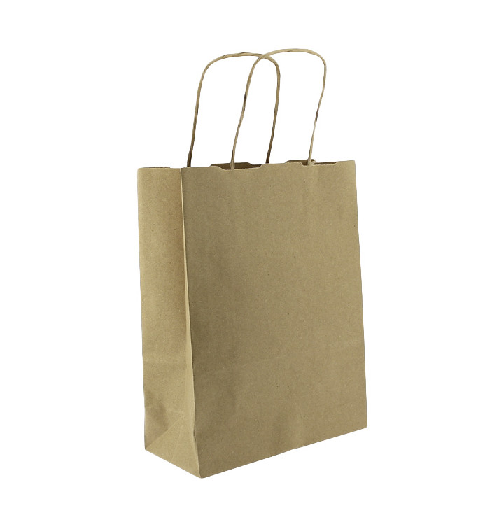 Sac en papier avec Anses Kraft 100g/m² 18+8x24cm (450 Utés) Sac en papier avec Anses Kraft 100g/m² 18+8x24cm (450 Utés)