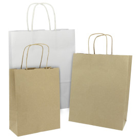 Sac en papier Blanc avec Anses Kraft 100g/m² 32+12x41cm (200 Utés)