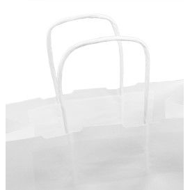 Sac en Papier Kraft Blanc avec Anses 100g/m² 25+13x33cm (200 Utés)