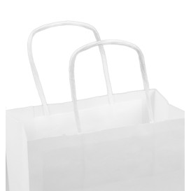 Sac en papier Blanc avec Anses Kraft 100g/m² 18+8x24cm (300 Utés)