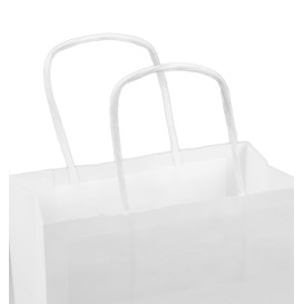 Sac en papier Blanc avec Anses Kraft 100g/m² 18+8x24cm (25 Utés)