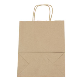 Sac en Papier Kraft Marron avec Anses 100g/m² 22+11x27cm (25 Utés)